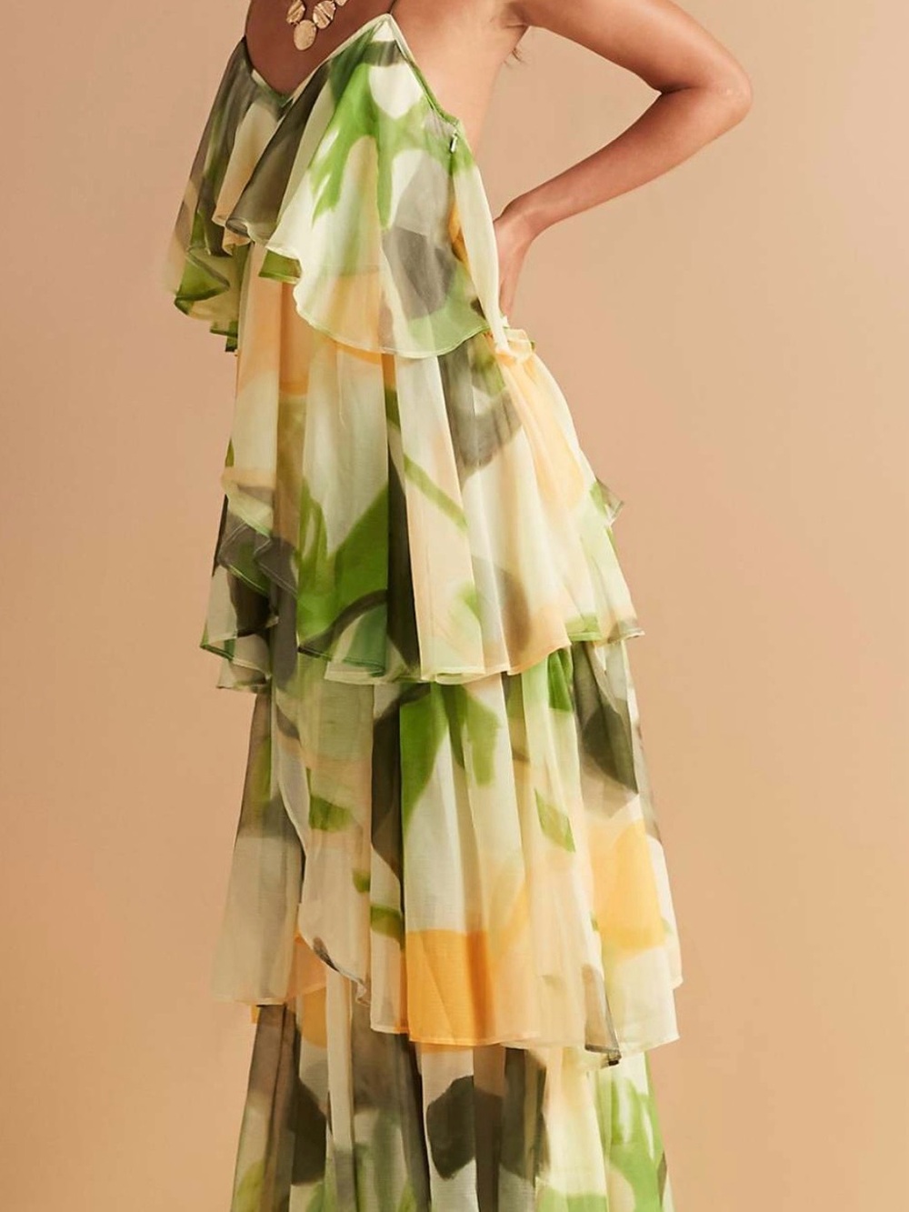 ASOS Green and Yellow Layered Maxi Dress